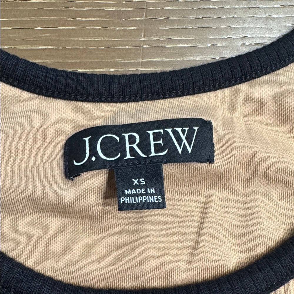 J.Crew Striped Ribbed Tank Top Tan Black Slim Fit XS - Picture 3 of 3